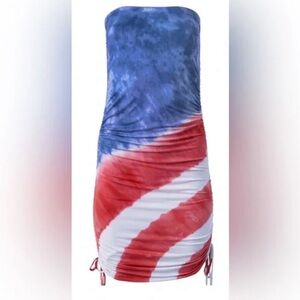VENUS USA Flag Bathing Suit Coverup Adjustable Length Tie Side Size XS